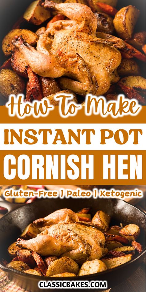 Discover how to make a tender, flavorful Cornish hen using your Instant Pot in just minutes! This easy recipe delivers perfectly seasoned, juicy hens with minimal effort, perfect for weeknight dinners or special occasions. Enjoy restaurant-quality results at home with this quick and delicious method. Instant Pot Cornish Game Hen Recipes, Instant Pot Cornish Hen Recipe, Slow Cooker Cornish Hen, Cooking Cornish Hens, Cornish Game Hen Recipes, Creole Spice, Cornish Hen Recipe, Crock Pot Pulled Pork Recipe, Cornish Hen