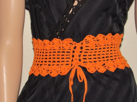 Gothic Belt, Orange Corset, Corset Waist Belt, Crochet Orange, Orange Belt, Lace Belt, Crochet Belt, Ren Fest, Web Patterns