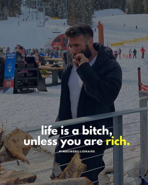 Billionaire Quotes Attitude, Realistic Quotes, Good Man Quotes, Billionaire Quotes, Quotes Attitude, Dan Bilzerian, Millionaire Mindset Quotes, Strong Motivational Quotes, Realist Quotes