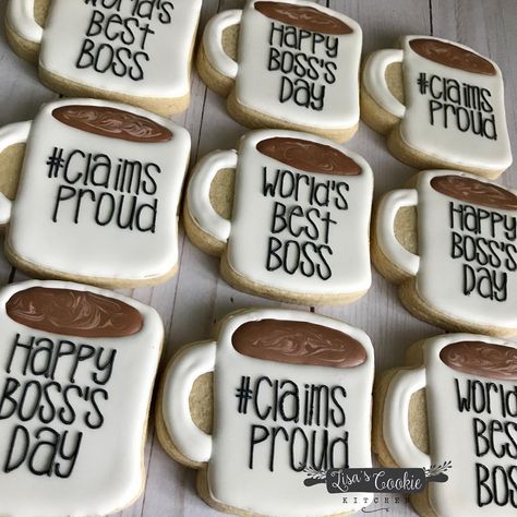 Lisa’s Cookie Kitchen on Instagram: “Happy National Boss’s Day ☕️ #nationalbossday #sugarcookies #customcookies #coffeemugs #coffeemugcookies #coffeecookies #bossdaycookies…” Boss Cookies Decorated, Boss Day Cookies Decorated, Bosses Day Cookies Decorated, National Bosses Day, Happy Boss, Happy Boss's Day, Bosses Day, Cookie Christmas, Lisa S