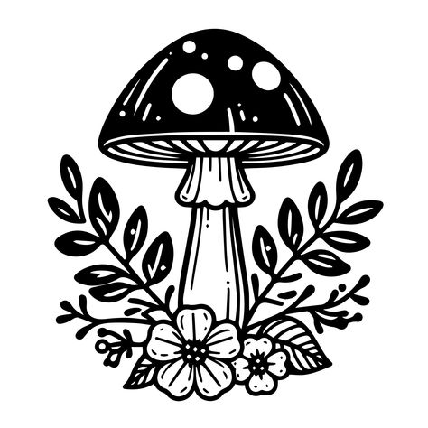 Mushroom Cricut Projects, Mushroom Tshirt Design, Mushroom Cricut Design, Mushroom Illustration Black And White, Boho Mushroom, Mushroom Svg, Moon Mushroom, Mushroom Clipart, Mushroom Shirt