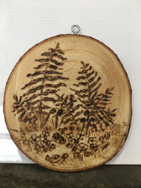 “Ferns” Pyrography by Windy Willow Studios Outdoor Crafts, Patterns Ideas, Pyrography, Wood Burning, Fern, Crafts Diy, Decorative Plates, Wood, Pattern