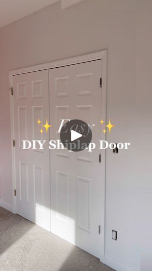 410K views · 6K reactions | ✨Easy✨ DIY shiplap doors! 😍 I absolutely love how these turned out in my daughter’s nursery! It was definitely an experiment but you know what they say.. if you never try, you’ll never know! Read the full tutorial with supplies + materials info and a cost breakdown here 👉🏻 https://lizpacini.com/2023/07/21/diy-shiplap-door-makeover/ #diyproject #shiplap #diyhome #homedesign #homedesignideas #bedroomdesign #DIYInspiration #MomsofFB | Liz Pacini Shiplap Doors, Closet Door Redo, Diy Bathroom Door, Shiplap Door, Door Redo, Diy Doors, Black Walls Bedroom, Trim Carpentry, Building A Barn Door