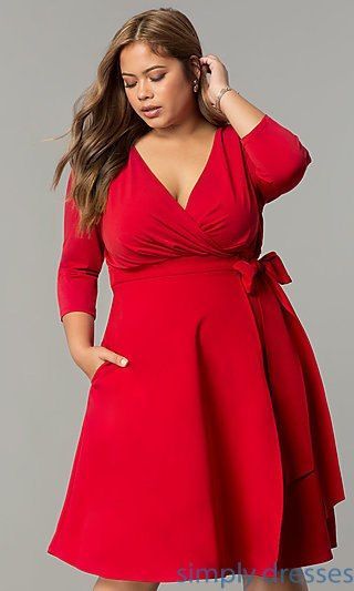 Christmas Party Dress Plus Size, Classy Christmas Dresses, Plus Size Christmas Dresses, Plus Size Red Dress, Red Dress Casual, Gaun Koktail, Neon Prom Dresses, Cocktail Dress Holiday, Red Holiday Dress