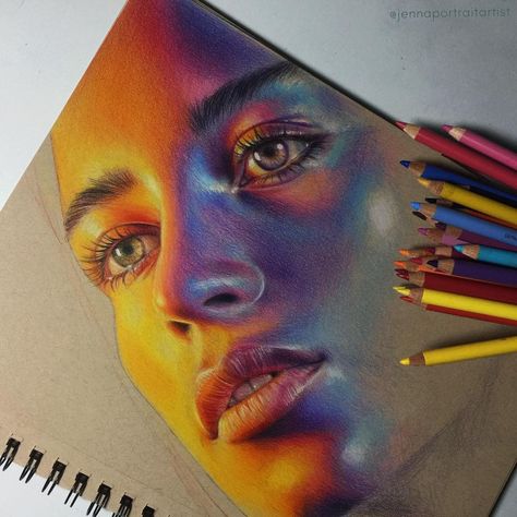 Design Stack: A Blog about Art, Design and Architecture: Colorful and Luminous Portrait Drawings Portrait Au Crayon, Pencil Portrait Drawing, Desen Realist, L'art Du Portrait, Prismacolor Art, Images D'art, Portrait Drawings, Drawing Eyes, Architecture Drawing Art