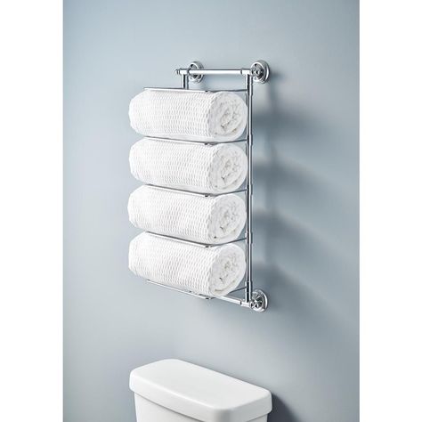 Smart and Chic Bathroom Towel Storage Ideas [10 Options!] Bathroom Towel Storage Ideas, Towel Storage Ideas, Chrome Towel Bar, Cottage Style Bathrooms, Wall Towel Racks, Home Depot Bathroom, Mounted Towel Rack, Bathroom Towel Storage, Furniture Box