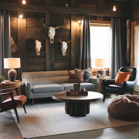 Rustic Living Room Ideas🧡🧡🧡 Aztec Decor Living Room Rustic, Western Modern Living Room, Aztec Decor Living Room, Warm Rustic Living Room, Rustic Living Room Ideas, Aztec Decor, Aesthetic Living Room, Western Aesthetic, Lodge Style