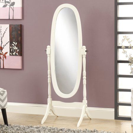 Mirror - 59 inchH / Antique White Oval Wood Frame Standing Mirror Decor, Oval Shaped Mirror, Freestanding Mirrors, Cheval Mirror, Wood Bedroom, Standing Mirror, Bedroom Mirror, Oval Mirror, Mirrors Wayfair