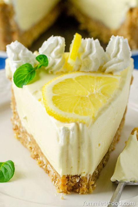 No Bake Lemon Cream Pie – Recipe from Yummiest Food Cookbook No Bake Lemon Cream Pie, Lactose Free Cheesecake, Dairy Free Cheesecake Recipe, Lemon Cream Pie, Mousse Au Chocolat Torte, No Bake Lemon, Lemon Pie Recipe, Dairy Free Cheesecake, Lemon Cream Pies