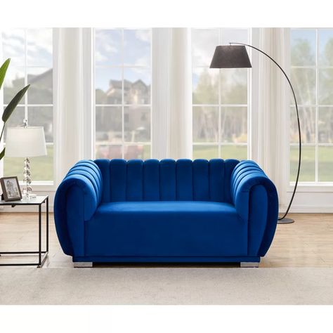 Everly Quinn Byrd Velvet 69.3" Rolled Arm Loveseat | Wayfair Teal Couch Living Room, Blue Sofa Set, Aqua Living Room, Loveseat Living Room, Bolster Pillows, Sofa And Loveseat Set, Velvet Loveseat, Simple Sofa, Rolled Arm Sofa