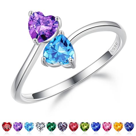 PRICES MAY VARY. GIFTS FOR WOMEN: Our double birthstone rings are available in 78 styles. You can give your wife, girlfriend, mom or other your love a big surprise on Mother's Day, Birthday, Christmas, Valentine's Day or other special occasions. Our elaborate double birthstone, one representing your birth month and one representing hers. When she wear this ring, she will genuinely happy for this. MEANING: Adjustable ring with double heart birthstone symbolizes your forever love for the special w Birthstone Ring For Mom, Cute Promise Rings Girlfriends, Garnet Birthstone Rings, Genuinely Happy, Rings Anniversary, January Birthstone Rings, Garnet Birthstone, Birthstone Rings, Promise Rings For Her