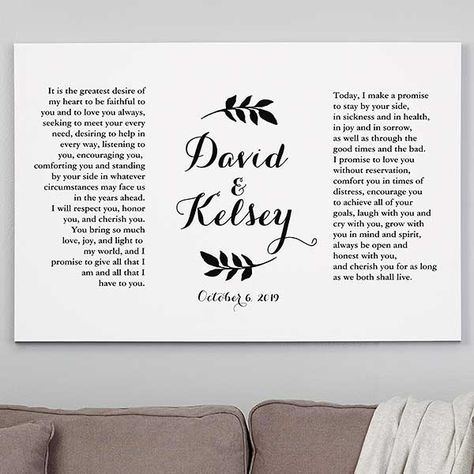 Wedding Vows Canvas Print Vow Art, Wedding Vows Canvas, Wedding Vow Art, Personalized Canvas Print, Winter Wedding Flowers, Bedrooms Decor, Wedding Day Gifts, Personalized Canvas, Custom Canvas Prints