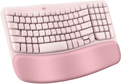 Logitech Wave Keys Ergonomic Wireless Keyboard for Windows/Mac with Integrated Palm-rest Rose 920-012276 - Best Buy Logitech Cloud Wrist Rest, Pink Logitech Keyboard, Ergonomic Keyboard And Mouse, Logitech Mechanical Keyboard, Logitech Keyboard, Mechanical Keyboard 75%, Back To School Deals, Ev Charger, Home Tv