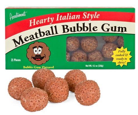 Meatball Bubble Gum Sweet Meatballs, Weird Snacks, Italian Style Meatballs, Gum Flavors, Bubble Gum Flavor, Gross Food, Bizarre Foods, Food Memes, Receding Gums