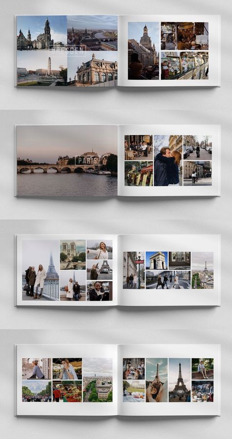 Album Photo Voyage, Wedding Photo Album Layout, Photo Book Inspiration, Travel Book Design, Wedding Album Layout, Photobook Layout, Travel Photo Album, Photobook Design, Photo Album Book