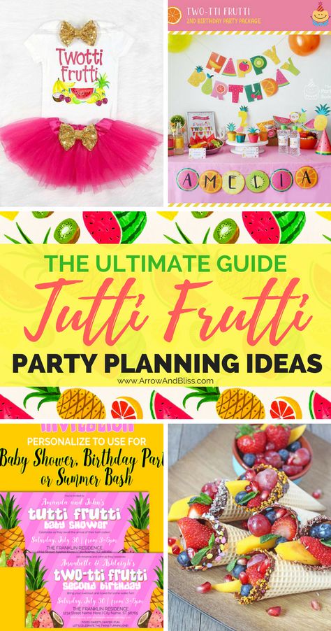 Two Tti Fruity Birthday, Twotti Fruity Party Food, Twotii Fruitii, Fruit Party Ideas, Twotti Fruitti, Tutti Fruity Party, Fruity Party, Twotti Fruity, Tutti Frutti Birthday Party