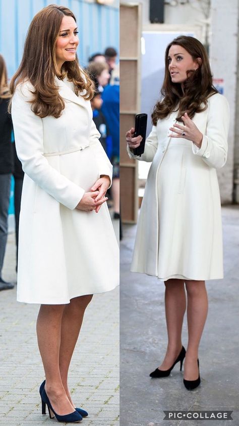 Elegant Pregnancy Outfits, Kate Middleton Pregnancy Style, Kate Middleton Maternity Style, Maternity Coats, Outfit Pregnant, Cute Maternity Style, Famous Princesses, Kate Middleton Pregnant, Spring Maternity Outfits