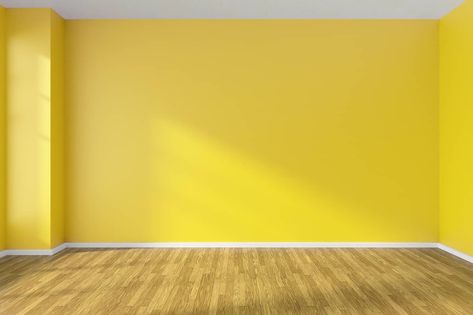 14 Hardwood Floor and Wall Color Combinations for a Cohesive Design - Homenish Floor And Wall Color Combinations, Room With Yellow Walls, Dark Brown Hardwood Floors, Blank Room, Red Accent Wall, Blue Flowers Background, Moon Texture, Wall Color Combination, Empty House