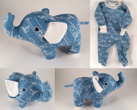 elephant teddy bear story 2 ~~~ sewing little stuffed animals out of baby's onsies pj's Elephant Teddy Bear, Old Baby Clothes, Memory Bears Pattern, Elephant Stuffed Animal, Baby Teddy Bear, Diy Baby Clothes, Sewing Stuffed Animals, Memory Bear, Baby Clothes Patterns