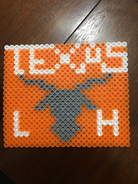 Texas longhorn perler bead beads Crochet Graph, Beads Patterns, Fusion Beads, Texas Longhorn, Melty Beads, Kid Craft, Texas Longhorns, Fuse Beads, Perler Bead Patterns