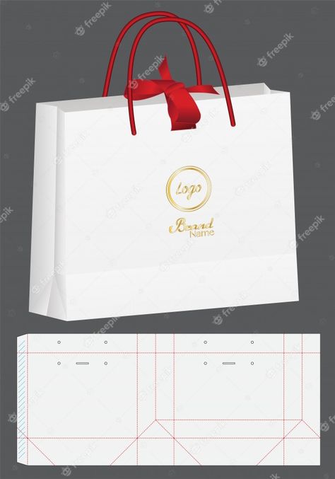 Paper Bag Template, Paper Bag Packaging, Luxury Paper Bag, Cute Drawings Of Love, Die Cut Paper, Bag Mockup, Graphic Editing, Bag Packaging, Free Logo