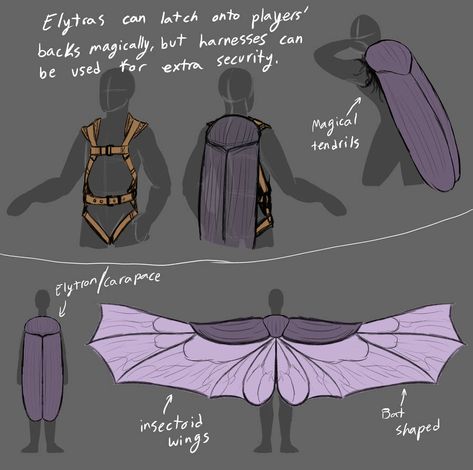 Minecraft Elytra Design, Elytra Design, Fantasy Clothing Concept Art, Fantasy Wings Design, Minecraft Oc Drawing, Winged Character Design, Minecraft Character Design, Cute Creature Concept Art, Wings Concept Art