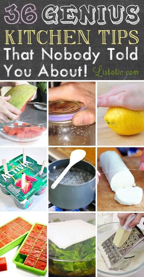 The BEST list of kitchen tips and tricks! I didn't know about most of these. Kitchen Tips And Tricks, Baking Hacks, Cooking Hacks, Kitchen Helper, Food Tips, Kitchen Tips, Baking Tips, Cooking Kitchen, Tips Tricks