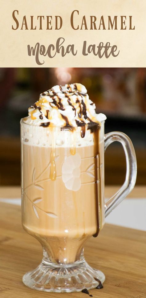 Salted Caramel Mocha Latte - make your own specialty coffee shop favorite right at home, no special equpment needed! Salted Caramel Mocha, Ninja Coffee, Speciality Coffee Shop, Caramel Mocha, Vegan Caramel, Coffee Facts, Mom Travel, Raspberry Smoothie, Mocha Latte