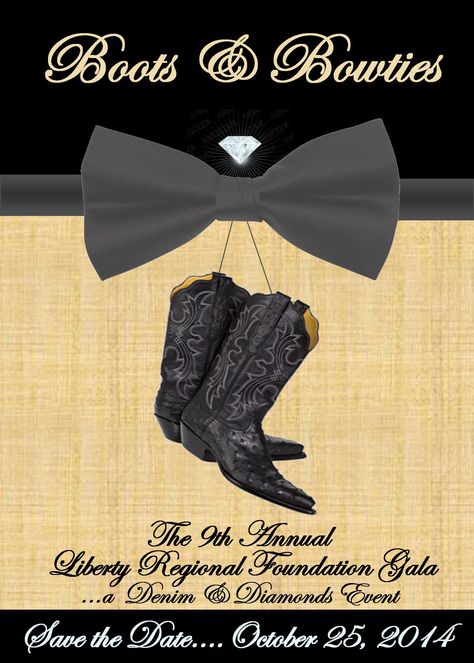 #denim #diamonds #boots #bowties #gala #libertycounty #hospital #medical Boots And Bowties Theme Party Ideas, Boots And Bowties Gala, African Dinner, Fundraiser Themes, Diamonds And Denim Party, Denim Diamonds, Gala Decor, Retro Prom, Gala Decorations