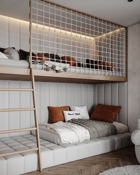 APARTMENT 2R1F :: Behance Bunk Bed Ideas For Small Rooms, Bunk Beds With Slides, Girls Room Bunk Beds, Bunk Bed Rail, Boy And Girl Shared Room, Loft Bunk Bed, Bunk Beds Small Room, Bunk Bed Ideas, Loft Bunk