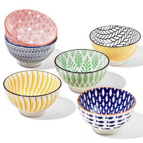 PRICES MAY VARY. VERSATILE MINI BOWLS - With a capacity of 8 oz and dimensions measuring 4.5" x 2.5" inches, our Kiri small decorative bowl set is perfect for serving individual portions of ice cream, yogurt, snacks, desserts, dipping sauces, meal preps, fruits, side dishes, and more. Designed to fit comfortably in your hand, they are ideal for smaller portions and suitable for various culinary uses or as serving bowls for entertaining ELEGANT DESIGN - Featuring exquisite and varied patterns bot Yogurt Snacks, Smaller Portions, Ice Cream Bowls, Colorful Kitchen Decor, Colorful Ice Cream, Dipping Sauces, Ice Cream Bowl, Mini Bowls, Snack Bowls