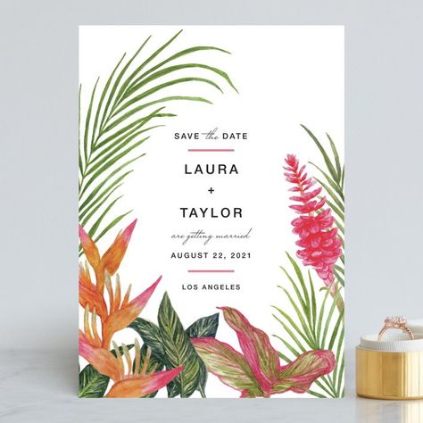 Bird Of Paradise Wedding, Letterpress Save The Dates, Tropical Wedding Invitations, Spring Wedding Invitations, Letterpress Invitations, Save The Date Postcards, Date Cards, Wedding Checklist, Wedding Save The Date