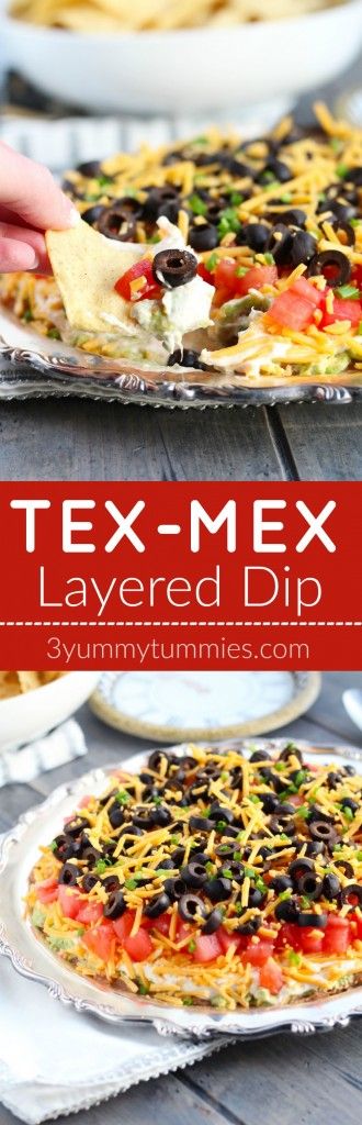 tex-mex-layered-dip Avocado Bean Dip, Seasoned Sour Cream, Layered Dip, Graduation Party Ideas, Taco Dip, Best Appetizer Recipes, Easy Appetizers, Amazing Appetizers, Bean Dip