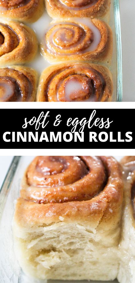 Sweet Brunch Ideas, Eggless Cinnamon Rolls, Eggless Breakfast, Rolls From Scratch, Egg Free Desserts, Egg Free Baking, Cinnamon Rolls From Scratch, Sweet Brunch, Eggless Desserts