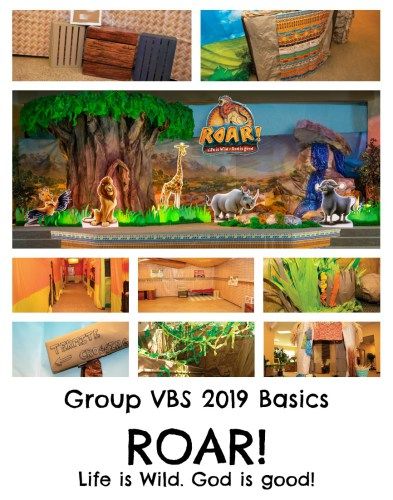 Group VBS 2019 Basics: ROAR! - Borrowed BlessingsBorrowed Blessings Group Vbs, Camp Vbs, Vacation Bible School Themes, Lifeway Vbs, Vbs Decorations, Jungle Decorations, Banquet Ideas, Vbs 2023, Vbs Themes