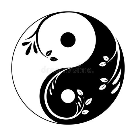 Decorative Yin Yang Symbol. Abstract Yin-yang Icon with Sprigs and Leaves. Symbol of Unity of Masculine and Feminine. Vector Stock Vector - Illustration of asian, balance: 171413326 Yin Yang Decoration, Feminine Yin Yang Tattoo, Yin Yang Logo Design, Yen Yang Tattoo Ideas, Unique Ying Yang Tattoo, Yin Yang Tattoo Design, Yin Yang Icon, Ying Yang Design, Yin Yang Images