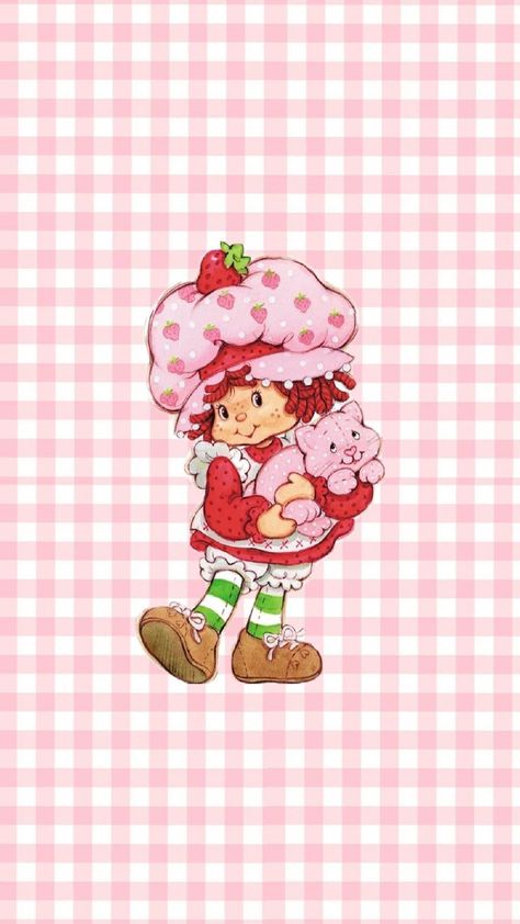 Pink Walpaper, Strawberry Shortcake Cartoon, Cute Images For Wallpaper, Strawberry Shortcake Characters, Strawberry Dessert Recipes, Book Cover Template, Vintage Strawberry Shortcake, 80s Cartoons, Rainbow Brite