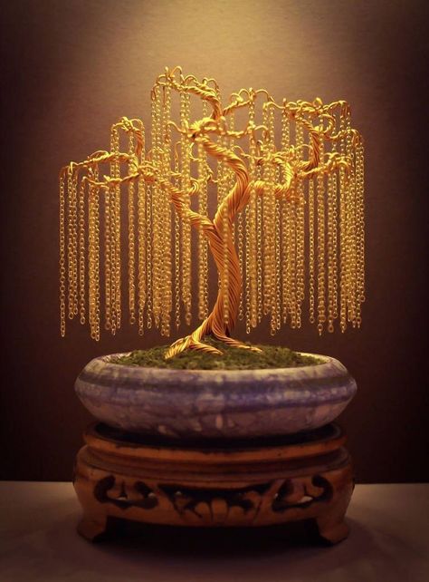 Metal Trees, Bonsai Wire, Wire Bonsai, Copper Wire Art, Faux Moss, Wire Art Sculpture, Wire Tree Sculpture, Wire Trees, Wire Tree