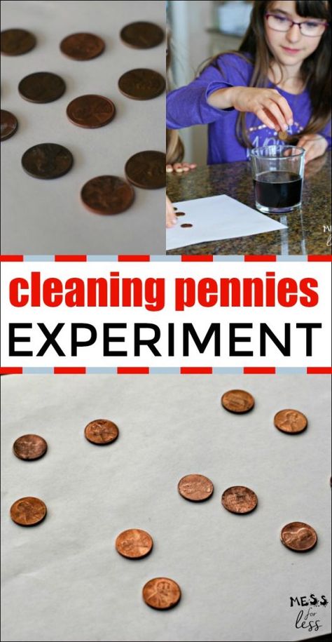 Science With Kids, Clean Pennies, Cleaning Pennies, How To Clean Pennies, Kids Gratitude Journal, Gratitude Journal For Kids, Money Activities, Stem Ideas, Preschool Stem