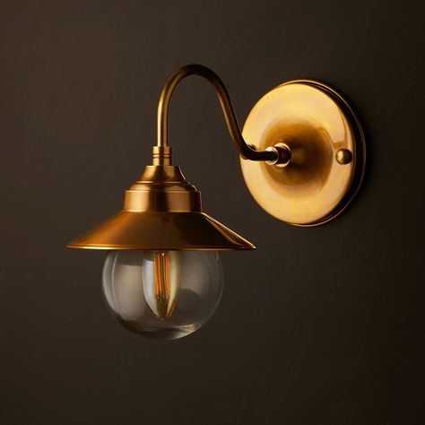 All the hallmarks of a simple Victorian gaslight, with lovely solid antiqued brass and unfussy, robust glass. The proportions of the Goliath have been very carefully designed and with its IP44 rating, we imagine it will find a happy home lighting pathways, doorways and bathrooms. Nice! Lux Lifestyle, Lifestyle Moodboard, Bedroom Lights, Kitchen Lights, Outdoor Garden Lighting, Pooky Lighting, Historic House, Light Switches, Glass Wall Lights