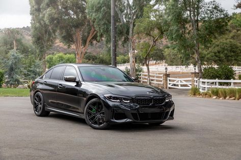 BMW 3 series M340i G20 Black with Vorsteiner V-FF 112 Aftermarket Wheels | Wheel Front Bmw 3 Series Black, Armor Car, Bmw M340i, Bmw Car Models, Bmw 340i, Bmw M3 Coupe, Wallpaper Travel, Bavarian Motor Works, Automobile Engineering