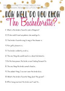 Freebie Friday: How well do you know the bachelorette? - Pretty Printables Ink Bachelorette Quiz, Pretty Printables, Freebie Friday, Bachelorette Games, The Bachelorette, Printable Game, Dress Ideas, Bachelorette Party, Free Printables