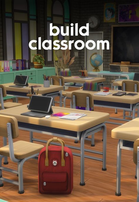 Build - Classroom for Private School - Sixam CC Sims 4 Cc School Desk, Classroom Cc Sims 4, Sims 4 High School Cc Build, Sims High School Cc, Sims Highschool Cc, Sims 4 Private School Cc, Sims 4 Elementary School Cc, Sims4 School Cc, Ts4 School Cc