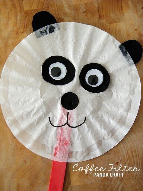 Coffee Filter Panda Craft #FriedRiceFriday #IC (ad) Panda Crafts For Kids, Panda Bear Crafts, Panda Crafts, Fish Alphabet, Prek Art, Panda Craft, Panda Items, Toddler Class, Coffee Filter Crafts