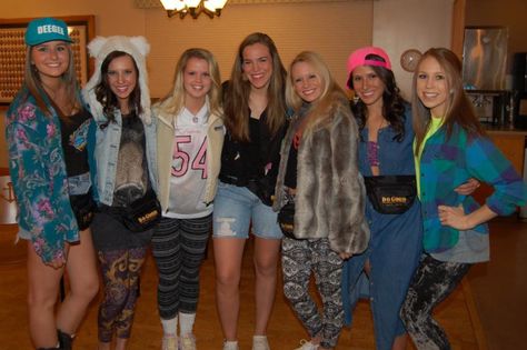 Delta Gamma CU Boulder - Thrift Shop Theme Mixer Thrift Shop Theme Party Outfit, Thrift Store Birthday Party Theme, Thrift Shop Party Theme, Funky Thrifted Outfits, Old People Costume, Thrift Shop Outfit, Football Season Outfits, Sisterhood Ideas, Thrift Outfits