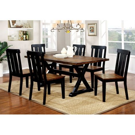 Found it at Wayfair - Sangrey Dining Table Transitional Dining Table, Wood Base Dining Table, Transitional Dining, Style Dining Table, Eclectic Furniture, Zen Meditation, Solid Wood Dining Table, Furniture Of America, Rectangular Dining Table