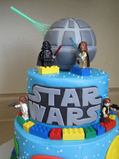 Star Wars Birthday Cake  Little Boy birthday Star Wars Cake Decorations, Lego Star Wars Cake, Lego Star Wars Birthday Party, Meghan Patrick, Lego Star Wars Birthday, Star Wars Themed Birthday Party, Lego Star Wars Party, Star Wars Birthday Cake, Star Wars Cookies