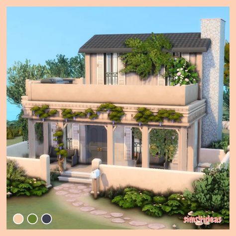 Dims 4 House Ideas, Tartosa Houses Sims 4, Sims 4 Houses Newcrest, Unfurnished Sims 4 House, Growing Together Sims 4 House, Sims 4 Houses Simple, Sims 4 30x30 House, Sims 4 Tartosa Lot, Sims Exterior Design