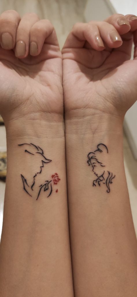 Beauty Beast Tattoo, Tattoos Daughter, Matching Tattoo, Print Tattoos, Infinity Tattoo, Paw Print Tattoo, Beauty And The Beast, Paw Print, Tattoo Designs