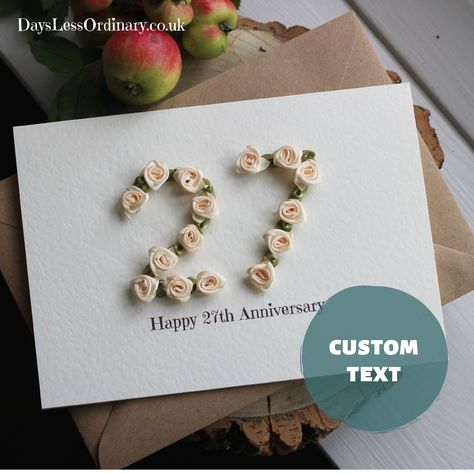 Handmade Anniversary Cards, 27th Wedding Anniversary, Mom Dad Anniversary, Handmade Anniversary Gifts, Anniversary Crafts, Anniversary Gift For Parents, 29th Anniversary, Anniversary Cards For Wife, Aniversary Gifts